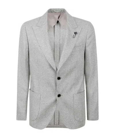 Lardini Herringbone Single-breasted Blazer In Gray