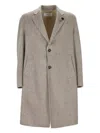 Lardini Herringbone Three-button Coat In Gray