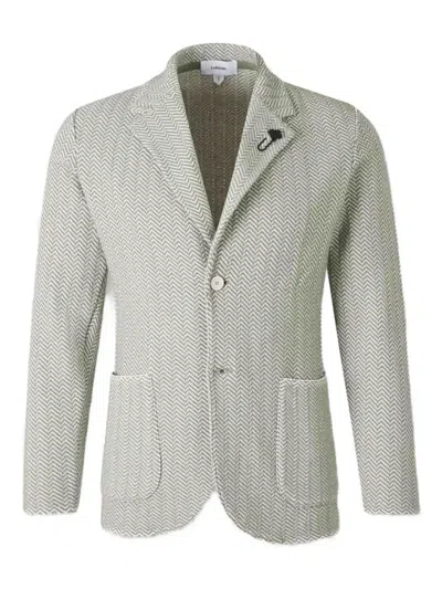 Lardini Herringbone Single-breasted Blazer In Green