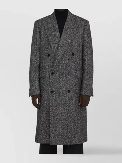 LARDINI HERRINGBONE WOOL ALPACA BLEND COAT