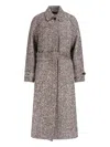 Lardini Herringbone Wool Belted Long Coat In Gray