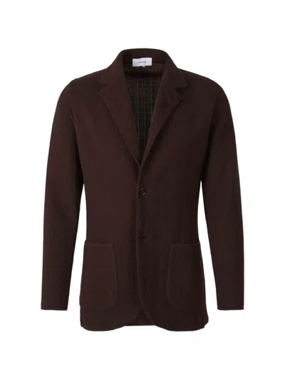 Lardini Herringbone-knit Jacket In Brown