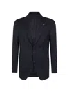 Lardini Herringbone-pattern Single-breasted Blazer In Blue