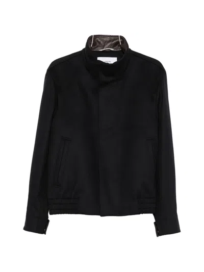 Lardini High-neck Elasticated-hem Jacket In Black