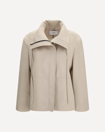 Lardini Zipped Collared Jacket In Neutral