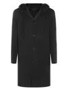 Lardini Hooded Button-down Coat In Black