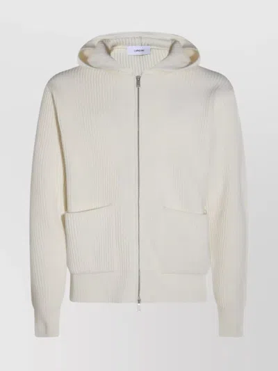LARDINI HOODED CREWNECK SWEATER FRONT POCKETS