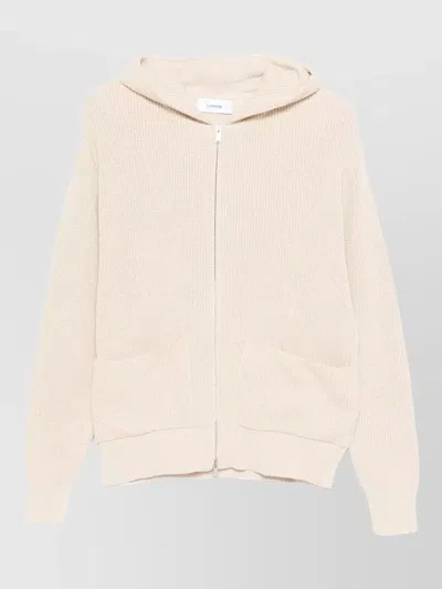 Lardini Hooded Knit Jacket Front Pockets In Neutral