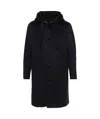 Lardini Hooded Wool Coat In Blue