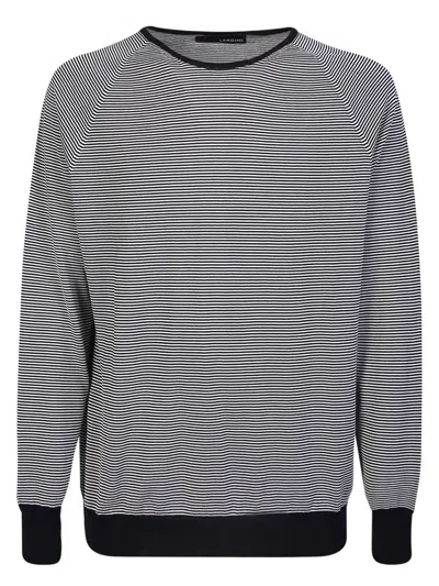 Lardini Horizontal-stripe Crew Neck Jumper In Black
