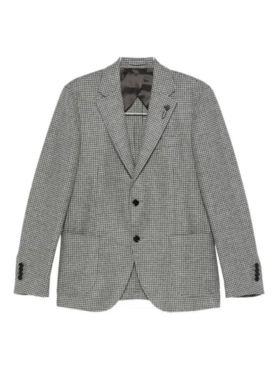 Lardini Houndstooth Blazer In Gray