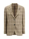 Lardini Checked Twoo-button Blazer In Neutral