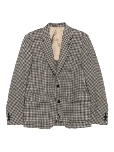Lardini Houndstooth-check Blazer In Gray