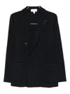 Lardini Double-breasted Jacket With Houndstooth Pattern In Black