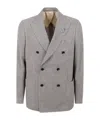 Lardini Double Breasted Blazer Houndstooth Pattern Buttons In Gray