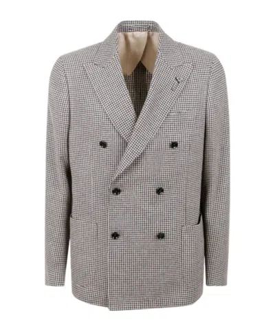 LARDINI LARDINI HOUNDSTOOTH DOUBLE-BREASTED BLAZER