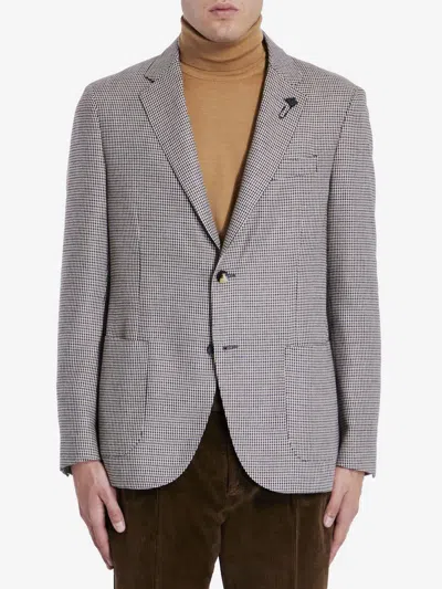 Lardini Houndstooth Jacket In Gray