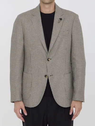 Lardini Houndstooth Jacket In Beige