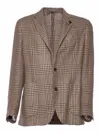 Lardini Single-breasted Checked Blazer In Brown