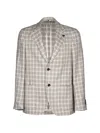 Lardini Houndstooth Notched Jacket In Neutral