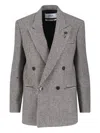 Lardini Houndstooth-pattern Double-breasted Blazer In Gray