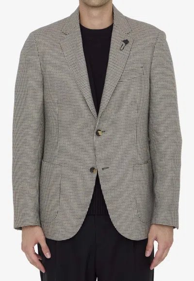 Lardini Houndstooth Single-breasted Blazer In Gray
