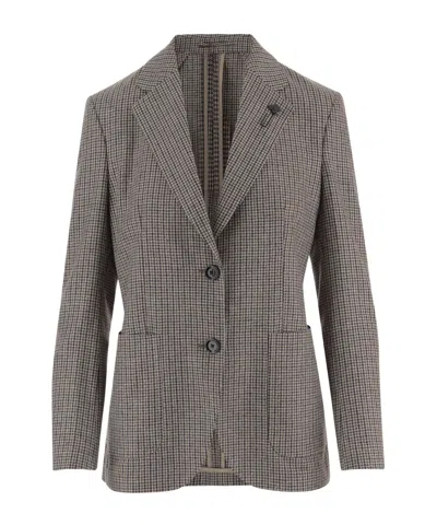 LARDINI LARDINI HOUNDSTOOTH SINGLE-BREASTED BLAZER