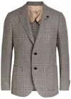 Lardini Houndstooth Wool And Silk-blend Blazer In Gray