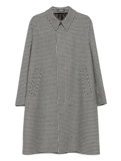Lardini Houndstooth Wool Coat In Gray
