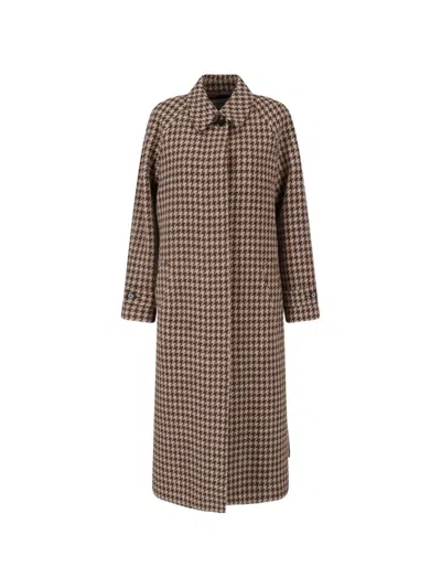 LARDINI HOUNDSTOOTH-PATTERN BELTED COAT