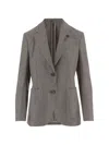 Lardini Houndstooth Tailored Notched Lapel Jacket In Gray