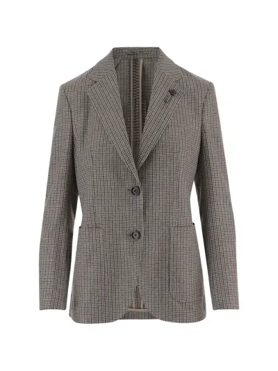 LARDINI HOUNDSTOOTH-PATTERN BLAZER