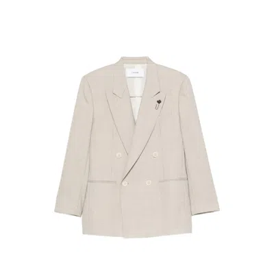 Lardini Houndstooth-pattern Double-breasted Blazer In Neutrals