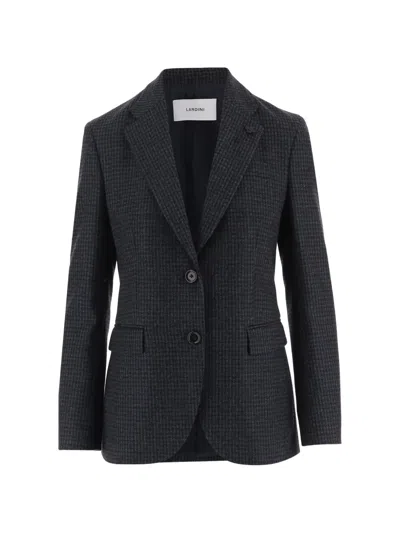 LARDINI HOUNDSTOOTH-PATTERN SINGLE-BREASTED BLAZER