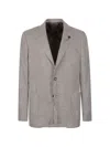 Lardini Houndstooth-pattern Wool Blazer In Gray