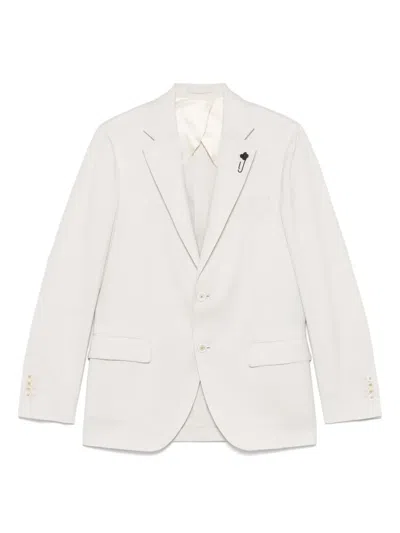 Lardini Single-breasted Blazer In Neutrals