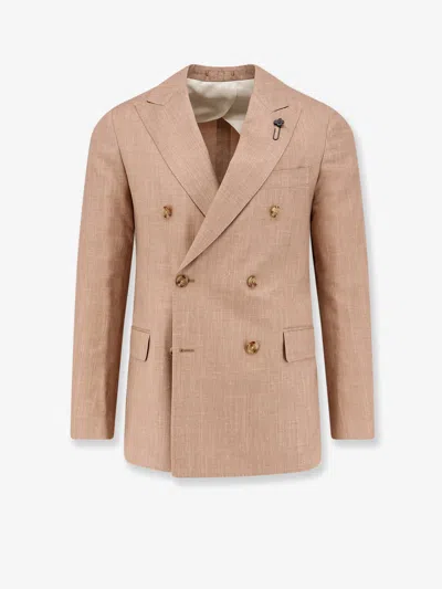 Lardini Double-breasted Peak-lapel Blazer In Brown
