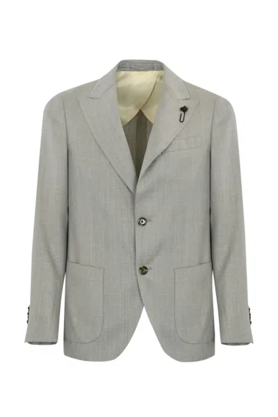 LARDINI ICONIC DROP 7 REGULAR JACKET IN WOOL, VISCOSE AND LINEN BLEND
