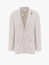 Lardini Iconic Single-breasted Virgin Wool, Silk And Linen Blazer In Neutral