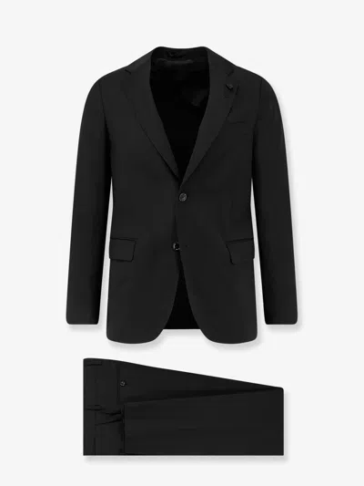 Lardini Iconic Single-breasted Pure Virgin Wool Suit In Black