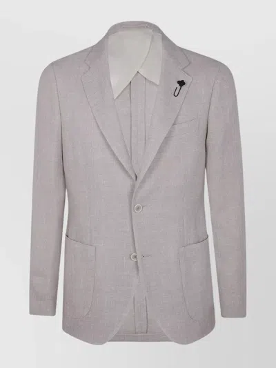 LARDINI ICONIC TEXTURED FABRIC JACKET WITH BUTTON CUFFS