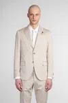 Lardini White Wool Knit Single-breasted Blazer In Beige