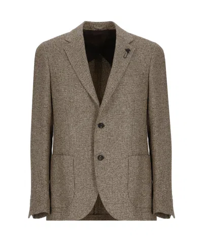 Lardini Interwoven Single-breasted Blazer In Brown