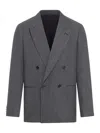 Lardini Double Breasted Wool Blend Suit In Dark Grey