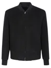 Lardini Wool Zip-front Bomber Jacket In Black