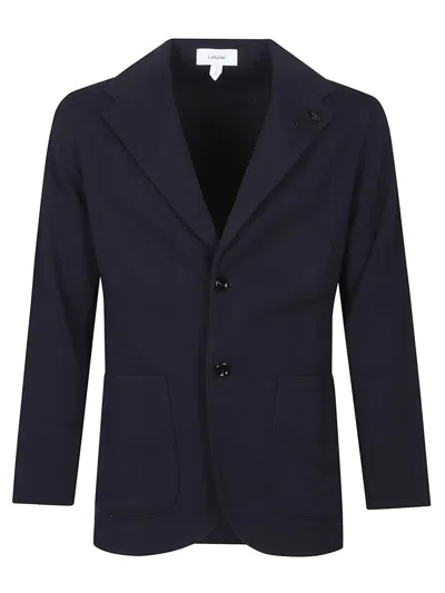 Lardini Knitted Flower-detail Blazer In Blue