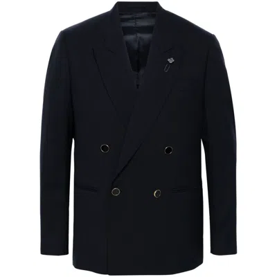 Lardini Double-breasted Blazer In Blue
