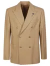 Lardini Double-breasted Wool Jacket In Brown