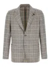 Lardini Checked-pattern Single-button Blazer In Gray