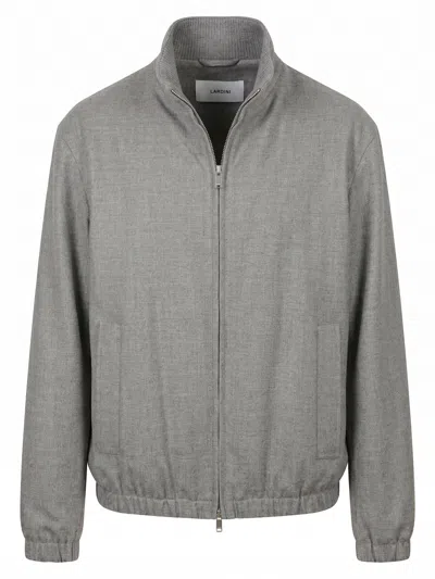 Lardini High-neck Zip-up Wool Jacket In Gray